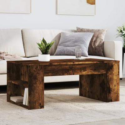 Salontafel 102x55x42 cm bewerkt hout gerookt eikenkleurig