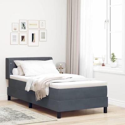 Boxspringbed met matras fluweel donkergrijs 100x200 cm
