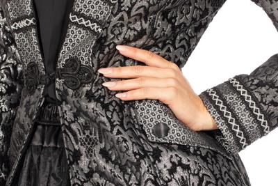 Luxe jas brokaat zwart/zilver