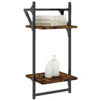 Wandschappen 2-laags met stangen 2 st 30x25x65 cm gerookt eiken - thumbnail