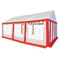 vidaXL Tuinpaviljoen 4x6 m PVC rood en wit - thumbnail