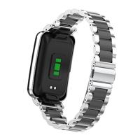 Metalen schakelband met case - Zilver met zwart - Xiaomi Smart band 7 Pro - thumbnail