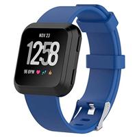By Qubix - Compatible met Fitbit Versa 1/2 & Lite rubberen sport bandje - Donker blauw - Compatible fitbit bandje - thumbnail