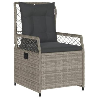 Tuinstoelen 2 st verstelbaar poly rattan lichtgrijs - thumbnail