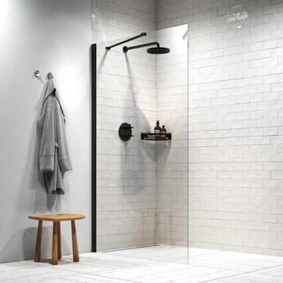 Sealskin Inloopdouche Hooked Type A3 90x200 cm, 6 mm Helder Veiligheidsglas met Antikalklaag Mat Zwart