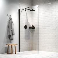 Sealskin Inloopdouche Hooked Type A3 90x200 cm, 6 mm Helder Veiligheidsglas met Antikalklaag Mat Zwart - thumbnail