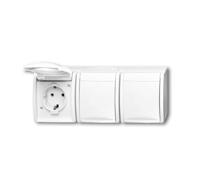 Busch-Jaeger 2300/3 EW-54 Ocean (opbouw) Wandcontactdoos drievoudig spatwaterdicht Wit - thumbnail
