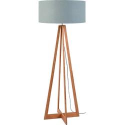 Good&Mojo Vloerlamp 'Everest' Bamboe en Eco linnen, kleur Lichtgrijs