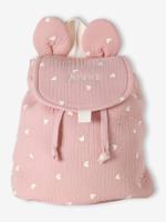 Personaliseerbare rugzak voor kleuterschool in katoenen gaas met oortjes rozen - thumbnail