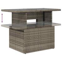 9-delige Loungeset met kussens poly rattan grijs - thumbnail
