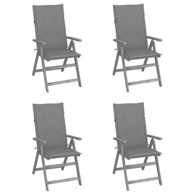 Tuinstoelen 4 st verstelbaar met kussens massief acaciahout