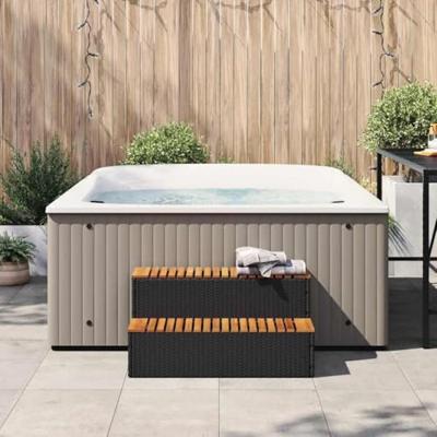 VidaXL Hottub-opstap 100x50x50,5 cm poly rattan&massief acaciahout VidaXL Hottub-opstap 100x50x50,5 cm poly rattan&massief acaciahout