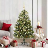 VidaXL Kunstmatige scharnier kerstboom met cones groen 150 cm - thumbnail