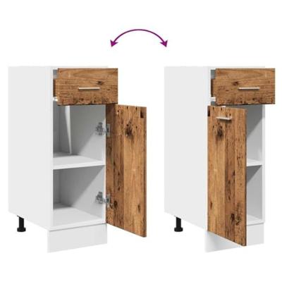 Onderkast met lade 30x46x81,5 cm bewerkt hout oud houtkleurig