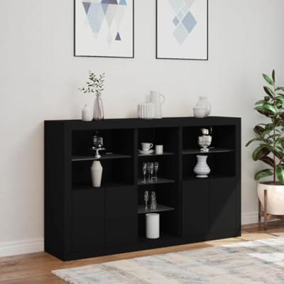 Dressoir met LED-verlichting 162x37x100 cm zwart