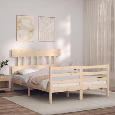 Bedframe met hoofdbord massief hout 140x200 cm