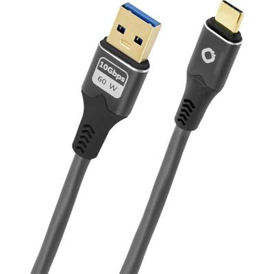 Oehlbach D1C9374 USB-kabel USB 3.2 Gen1 USB-C stekker, USB-A stekker 3 m Antraciet Vergulde steekcontacten