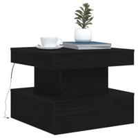 Salontafel met LED-verlichting 50x50x40 cm zwart eikenkleurig - thumbnail