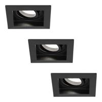 Set van 3 Fresno LED inbouwspots vierkant - GU10 - 4 Watt 345 Lumen - 6500K Daglicht Wit - Dimbaar - Kantelbaar - Verzonken - IP20 voor binnen - Zwart - Anti-glare - thumbnail