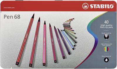 STABILO Pen 68, premium viltstift, metalen etui met 40 kleuren STABILO Pen 68, premium viltstift, metalen etui met 40 kleuren