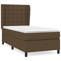 Boxspring met matras stof donkerbruin 90x190 cm - thumbnail