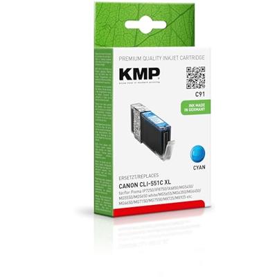 KMP Inktcartridge vervangt Canon CLI-551C XL Compatibel Cyaan C91 1519,0003 KMP Inktcartridge vervangt Canon CLI-551C XL Compatibel Cyaan C91 1519,0003