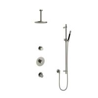 Hotbath Cobber - Inbouw Regendoucheset - Geborsteld Nikkel - 2 Stopkranen - Thermostatisch - Plafondbuis 15 cm - Hoofddouche 200 mm - Staafhanddouche - Glijstang 900 mm - Waterbesparend - thumbnail
