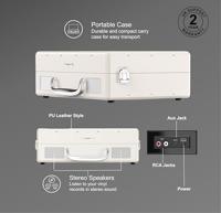 Vinyl draaitafel - MIXX - Revival 55 - Ingebouwde stereoluidsprekers - 3 snelheden - Bluetooth - RCA-uitgang - Crème - thumbnail