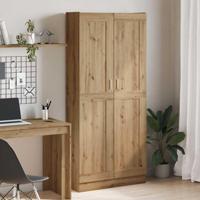 Hoge kast 82,5x30,5x185 cm bewerkt hout artisanaal eikenkleur - thumbnail
