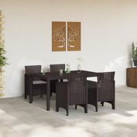 5-delige tuinset met kussens in het bruin van poly rattan - thumbnail