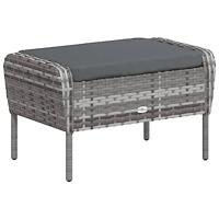 Tuinstoel met voetenbank poly rattan grijs - thumbnail