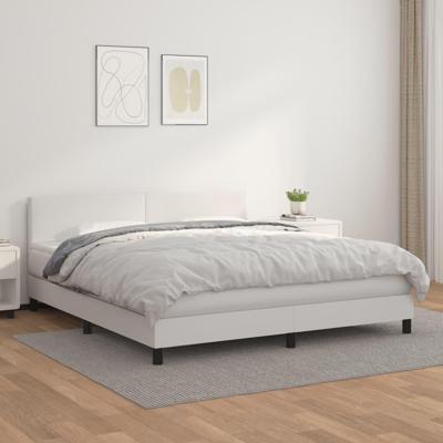 Boxspring met matras kunstleer wit 180x200 cm