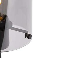 QAZQA Design tafellamp zwart met smoke glas op standaard - Dome - thumbnail