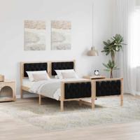 Bedframe met hoofdeinde Zwart 150 x 200 cm Massief grenenhout - thumbnail