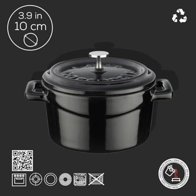 LAVA Casserole mini rond - Ø100mm - 0.35Ltr - Zwart/Zwart LAVA Casserole mini rond - Ø100mm - 0.35Ltr - Zwart/Zwart