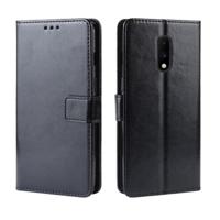 Retro Crazy Horse textuur horizontale Flip lederen case voor OnePlus 7 met houder & kaartsleuven & fotolijstjes (zwart) - thumbnail