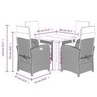 5-delige Tuinset met kussens poly rattan grijs - thumbnail