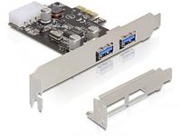 Delock 89243 PCI Express x1-kaart > 2 x externe SuperSpeed USB 5 Gbps (USB 3.2 Gen 1) Type-A female - thumbnail