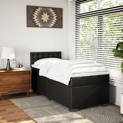 Boxspring met matras kunstleer zwart 120x190 cm