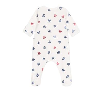 Pyjama baby van katoen met gestreept hartje PETIT BATEAU wit