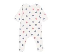 Pyjama baby van katoen met gestreept hartje PETIT BATEAU wit - thumbnail