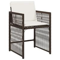 Tuinstoelen 4 st met kussens poly rattan bruin - thumbnail