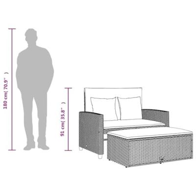 Tuinbank 2-zits met kussens poly rattan beige Tuinbank 2-zits met kussens poly rattan beige