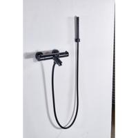 Badkraan Opbouw Boss & Wessing Nero met Staaf Handdouche Mat Zwart Aqua Splash - thumbnail