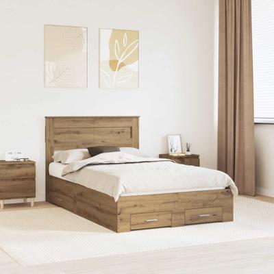 Bedframe met lade met hoofdeinde met opslag Bewerkt hout