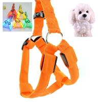 Dubbelzijdig LED licht huisdier harnas nylon kat hond borstriem leiband maat: S (Orange) - thumbnail