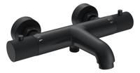 Wiesbaden Ribbd thermostatische badmengkraan hartafstand 15 cm mat zwart - thumbnail