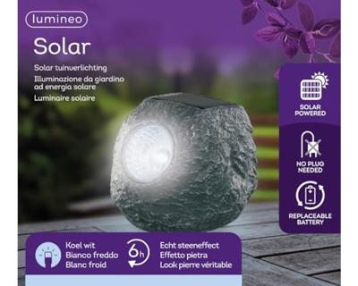 Solarlamp Steen Grijs/Polyresin Solarlamp Steen Grijs/Polyresin