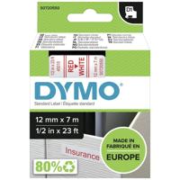 Dymo D1 tape 12 mm, rood op wit - thumbnail