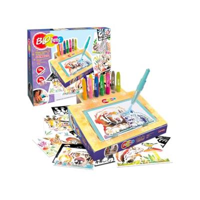 Kleurspel - LANSAY - Blopens Dieren - 16 stencils - Wasbaar - Vanaf 5 jaar